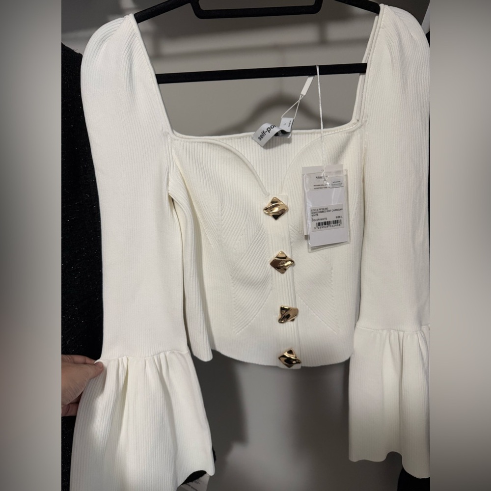 Self- Portrait brand NWT white knit sweater.